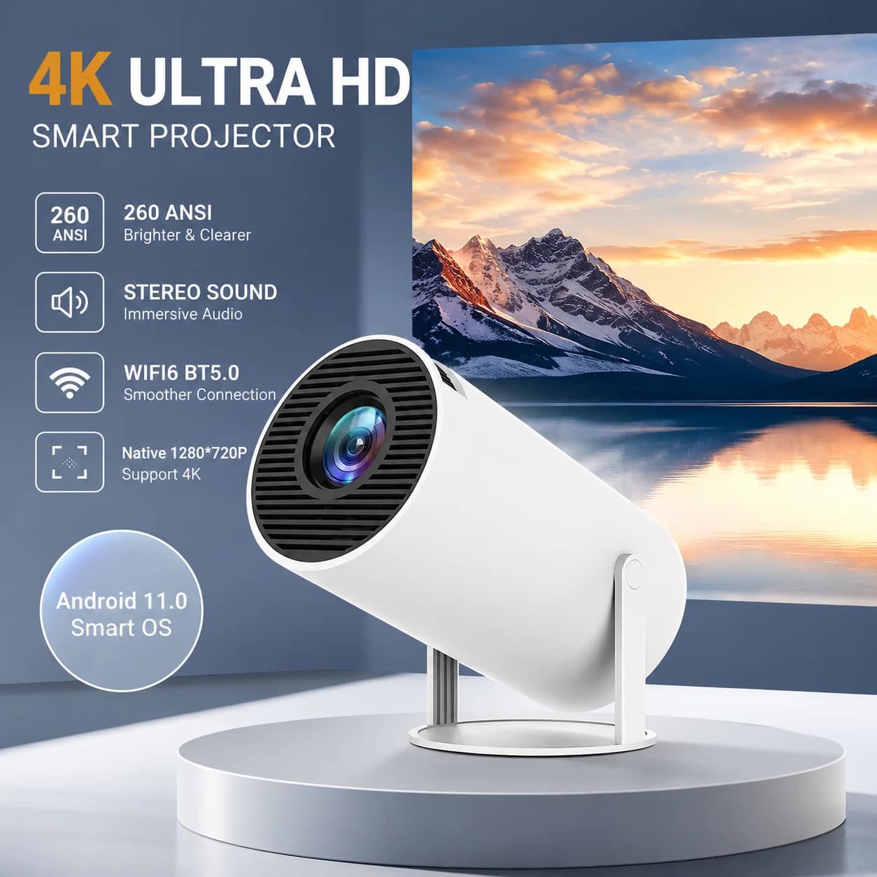 מקרן מיני חכם נייד לבית HY300 — אנדרואיד, WiFi ובלוטות'