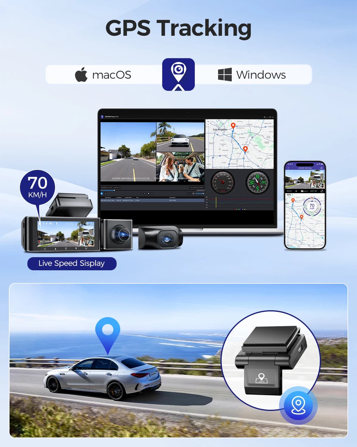 מצלמת רכב AZDOME M550 Max 4K עם GPS ו-WiFi — מבצע - תמונה 5
