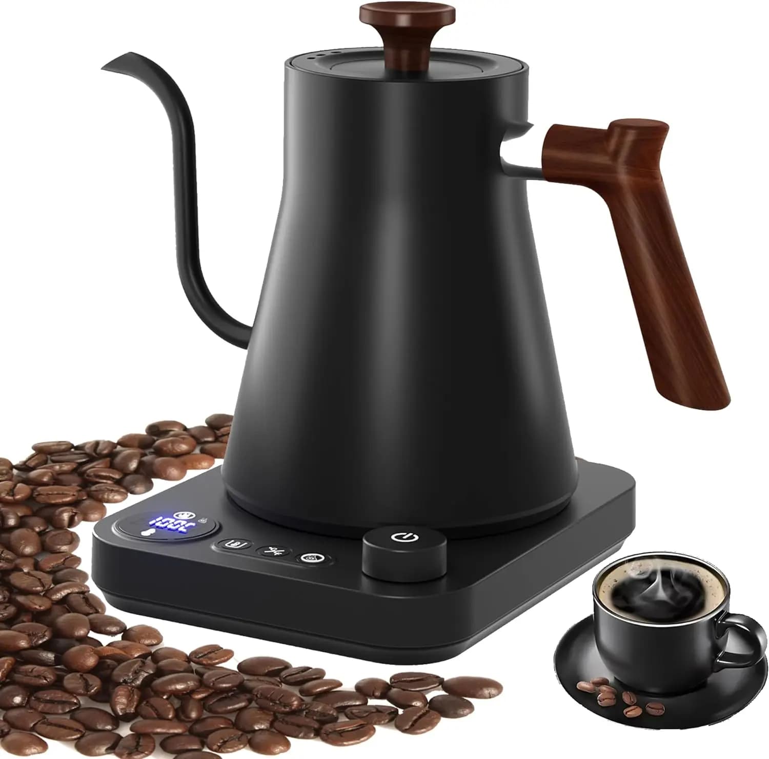☕ קומקום חשמלי עם בקרת טמפרטורה וצוואר ברבור — מזיגה מדויקת לקפה ותה כמו בבית קפה, צג LED וחימום מהיר (900 מ"ל, תקע אירופאי 220V, 4.8★ · מעל 3,000 נמכרו · בארץ דגמים דומים מ-₪299)