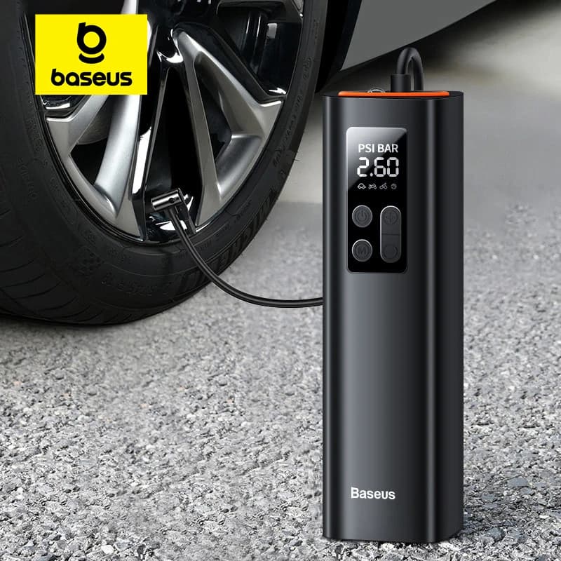 משאבת אוויר חשמלית לרכב Baseus 150PSI — מנפח צמיגים דיגיטלי עם עצירה אוטומטית 💨