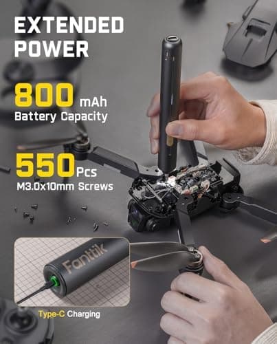 מברג חשמלי מדויק Fanttik E2 Ultra — 50 ביטים, 5 עוצמות מומנט, נטען USB-C ומסך חיווי (לתיקון טלפון, לפטופ ואלקטרוניקה) - תמונה 6
