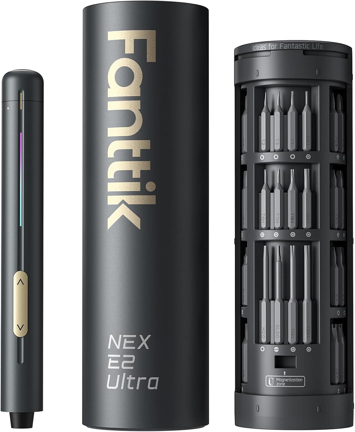 מברג חשמלי מדויק Fanttik E2 Ultra — 50 ביטים, 5 עוצמות מומנט, נטען USB-C ומסך חיווי (לתיקון טלפון, לפטופ ואלקטרוניקה)