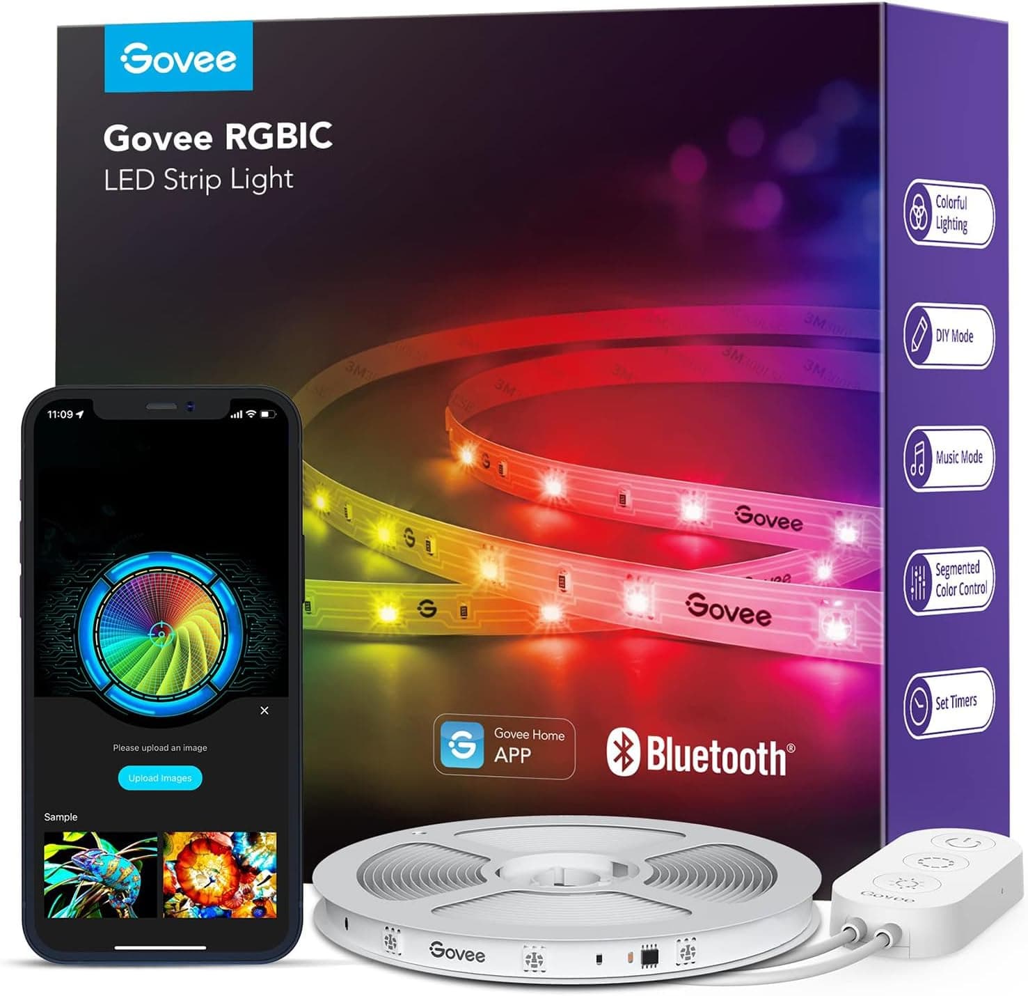 רצועת LED חכמה RGBIC של Govee — 10 מטר, מיליון צבעים, סנכרון למוזיקה ושליטה מהאפליקציה